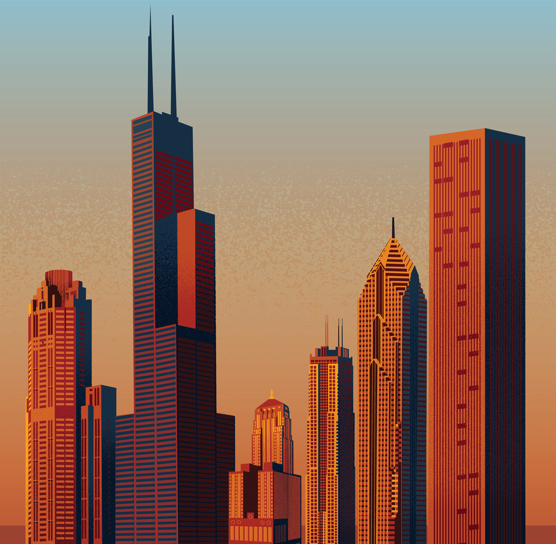 wallpaper design chicago sunset skyline