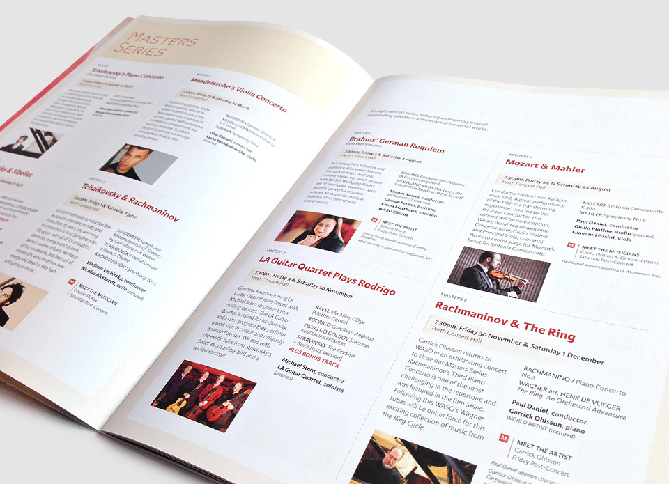 Adobe Portfolio WASO West Australian symphony orchestra orchestral Season Brochure programme concerts brochure Classical