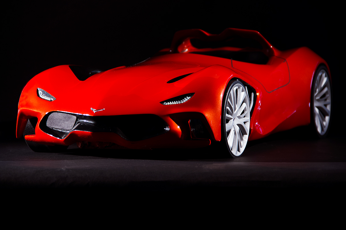 Auto Corvette Transportation Design clay Automotive Photography car red studio Studio Photography