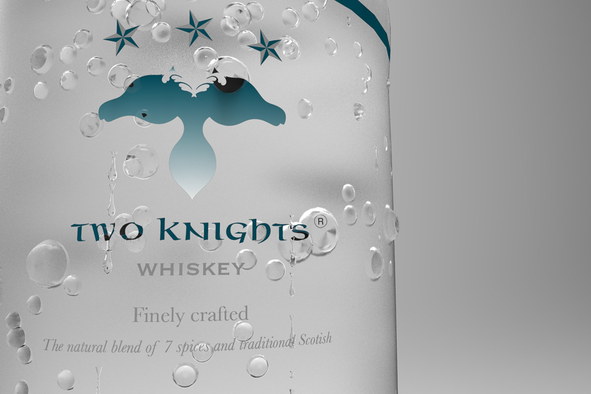 CGI  Modeling  3D Modeling 3D bottle drink Whiskey Black&white photo water water droplets Icon logo horse knight