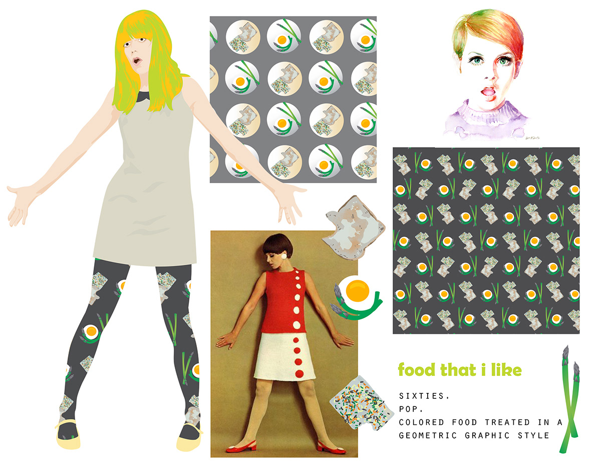 Food  repat pattern sixties graphic style