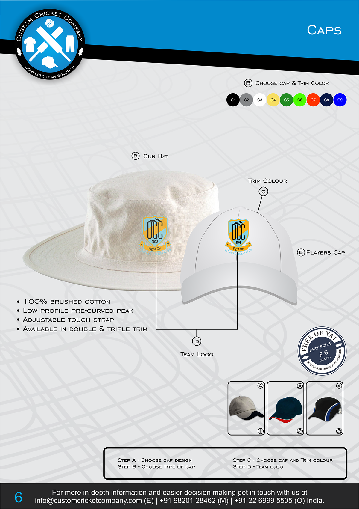 Custom Cricket Company. Catalogue design implementation New age desgin idea product