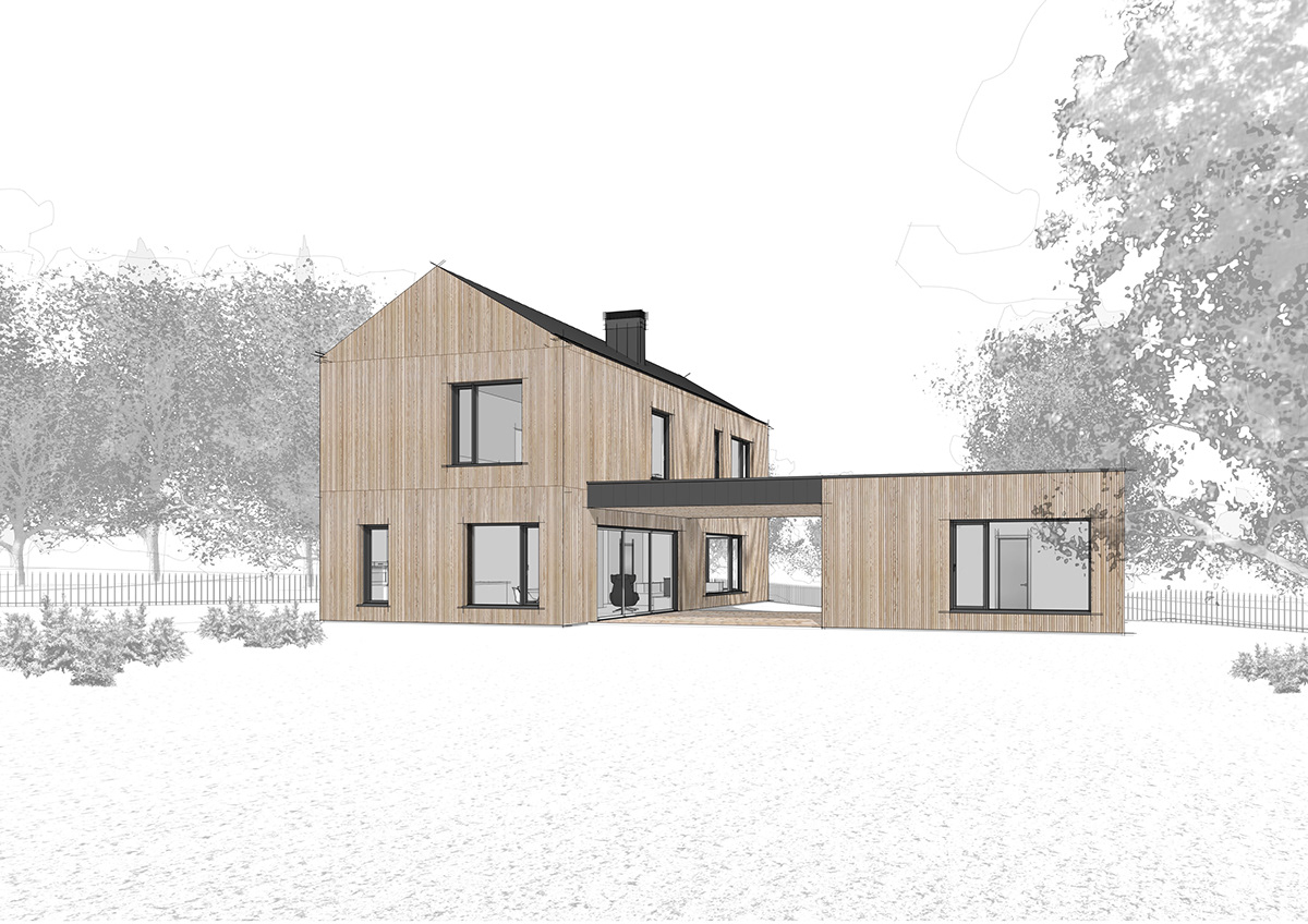architecture revit concept architectural concept modern house barnhouse wooden house AI render modele house nickbulatov