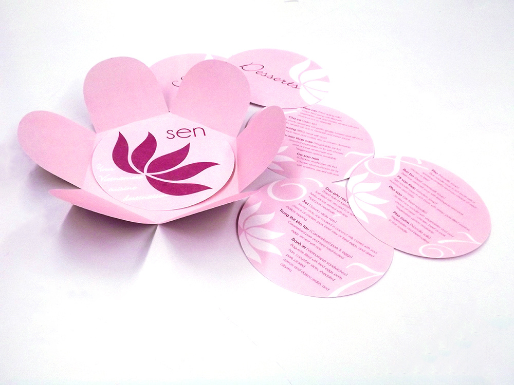 SEN Lotus flower menu design restaurant