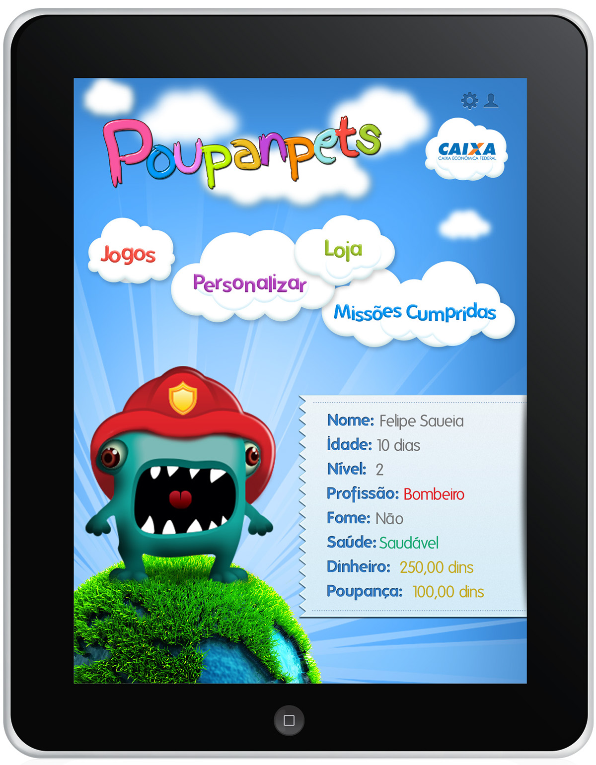 game poupançudos Caixa iPad jogo educação financeira jogo para crianças