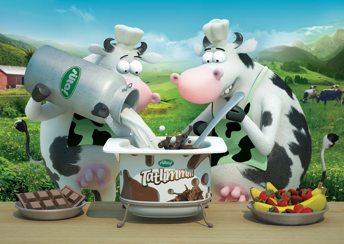 Character cow sütaş milk 3D model