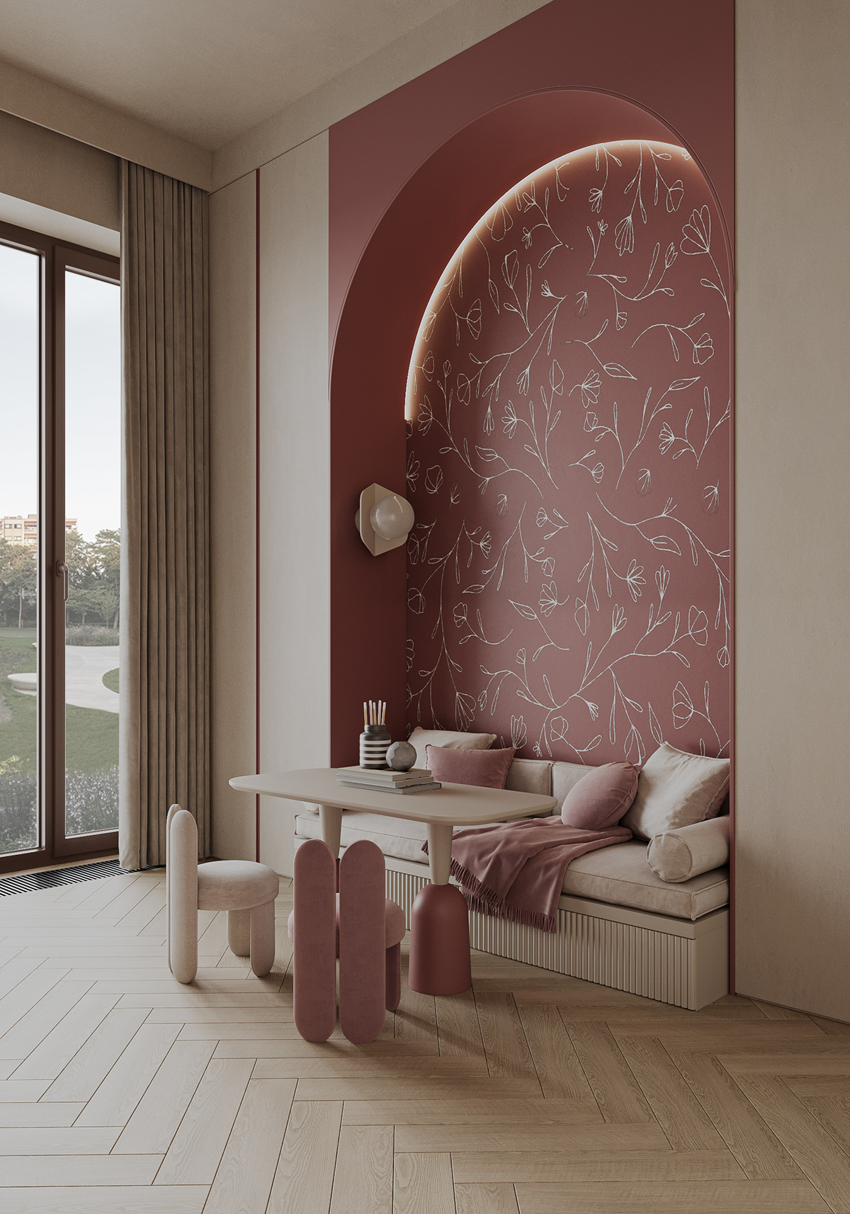 interior design  visualization kitchen living room cozy modern architecture minimal luxury elegant