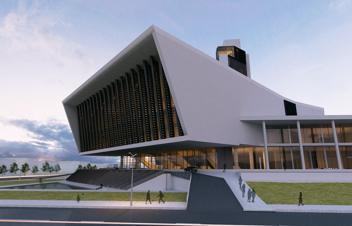 Architectural degree project Revit Architecture vray architectural visualization conference center hotel