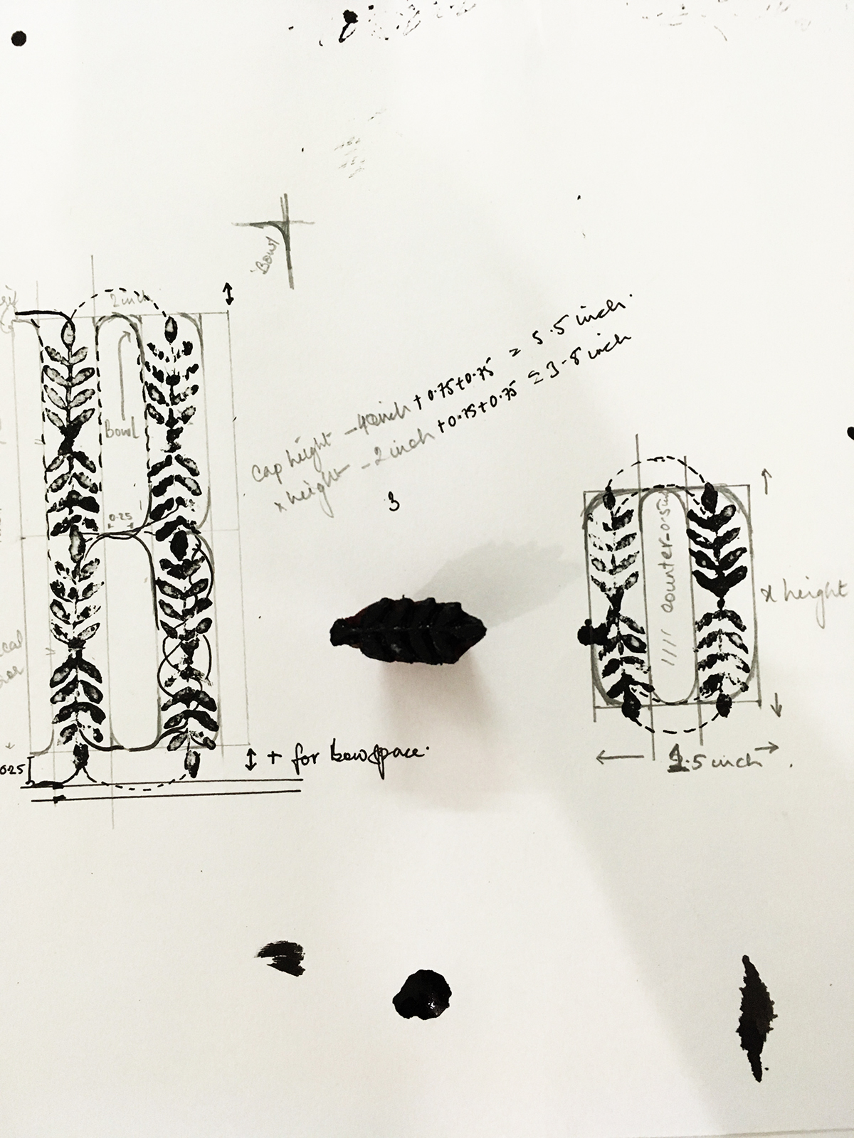 blockprint blocks type typedesign Embroidery runningstitch textile amalgamation leafprint
