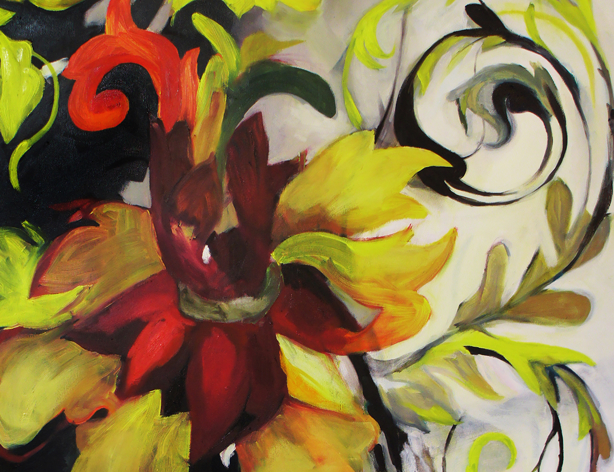 oil on canvas flower figurative painting
