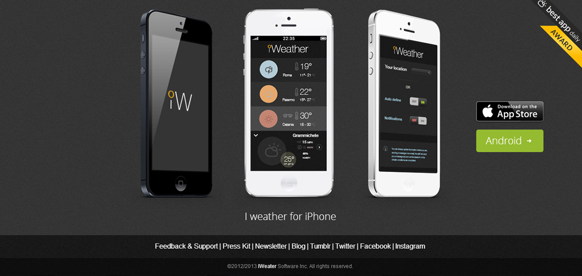 weather app iphone android Web Website tablet desktop