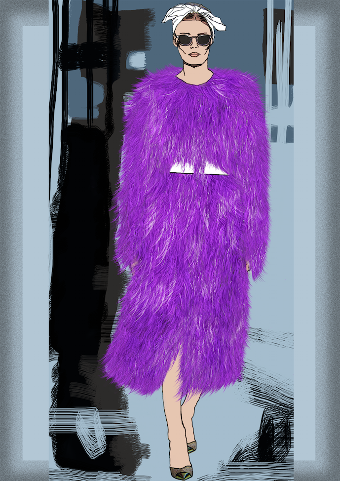 moda giambattista valli kolekcja ilustracja fiolet Kobieta photoshop