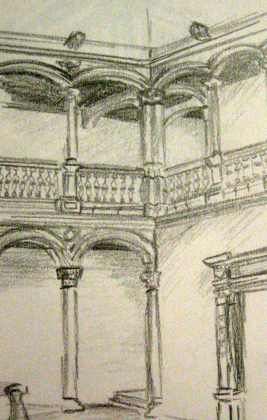 rendering sketch church museum stairs