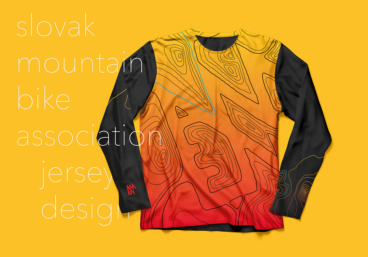 jersey Bike mountain rider Contour map lines vector colors slomba