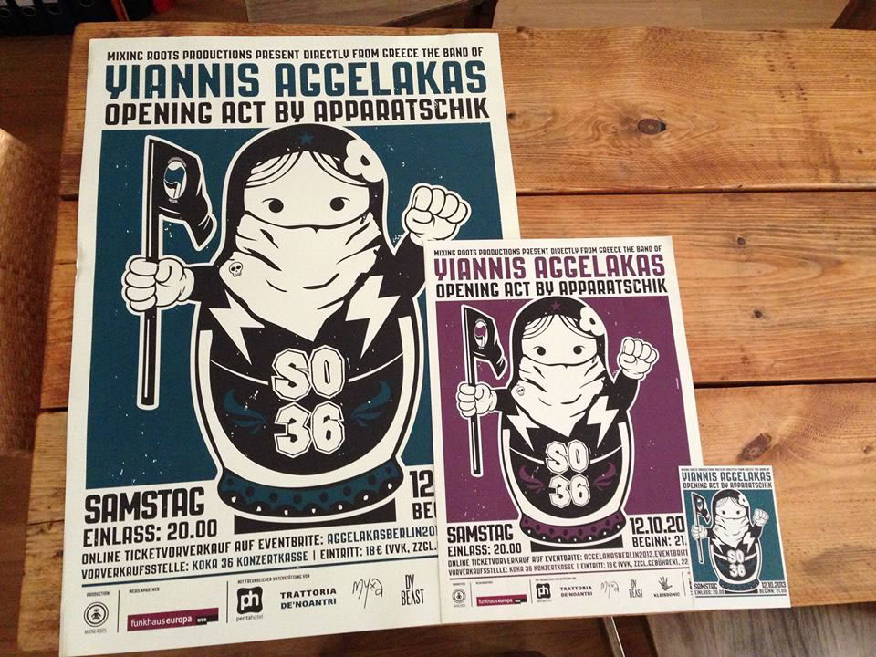 indyvisuals petros voulgaris design insane Mixing Roots gigposters posters SO36 Yiannis Aggelakas Apparatschik the last drive Bi Nuu Dead Moon Fred & Toody