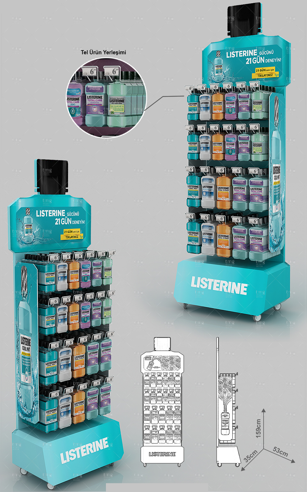 listerine pop pos posm Floor Stand Display merchandising FSU floor standing ürün stand tasarım