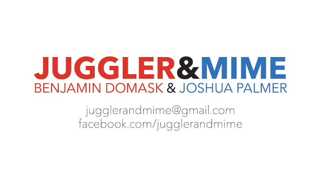 juggler Mime business cards josh palmer benjamin domask ball balls pins pin