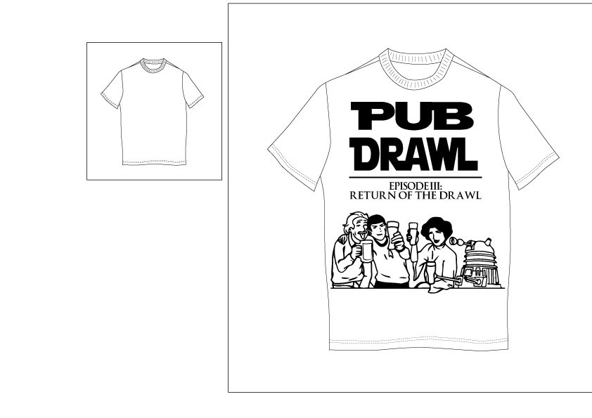 star wars pub draw pub crawl crawl drawl spock Leia einstein Dalek shirt t-shirt sci-fi fantasy