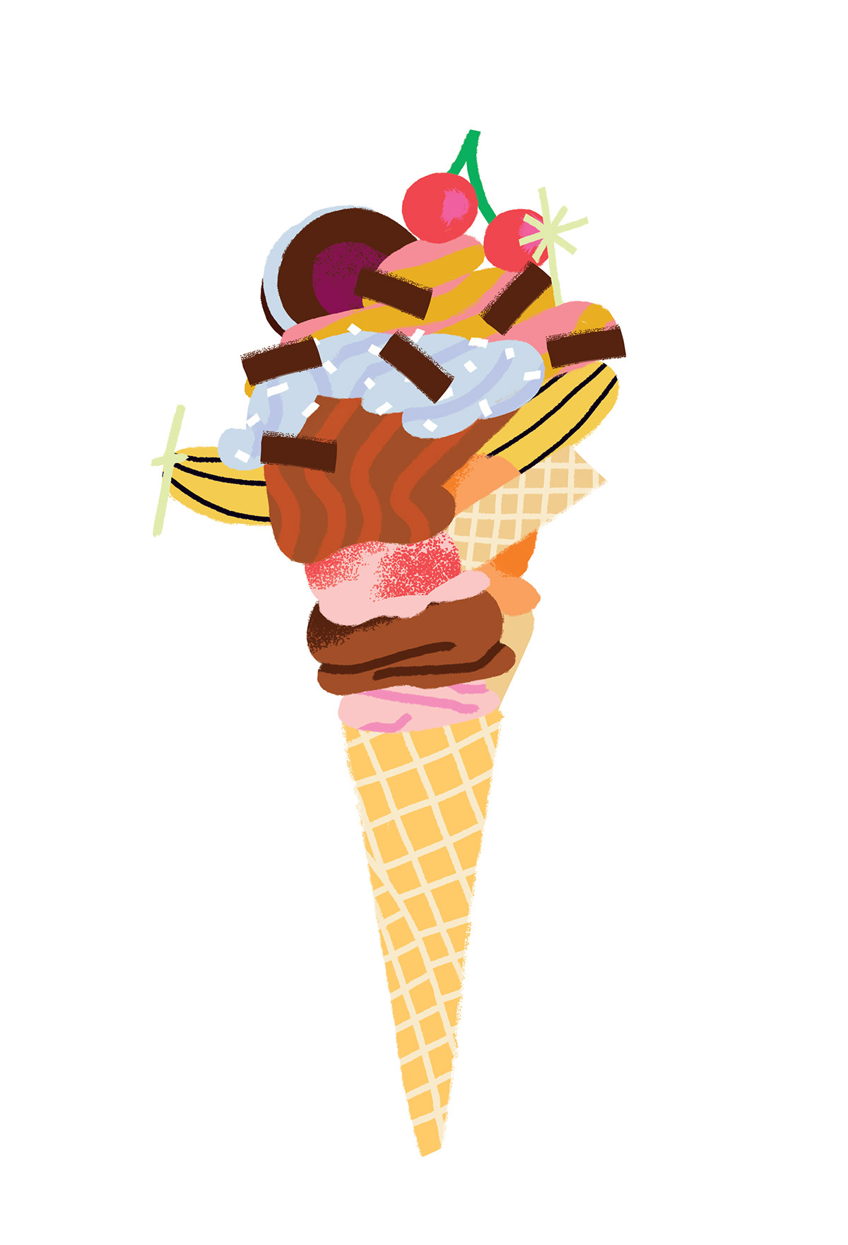 bold Character Character design  flower Food  Fun ice cream ILLUSTRATION  lines venmo