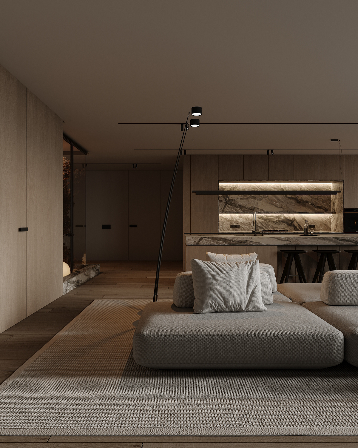 3ds max architecture corona design interior design  kitchen living room modern Render visualization