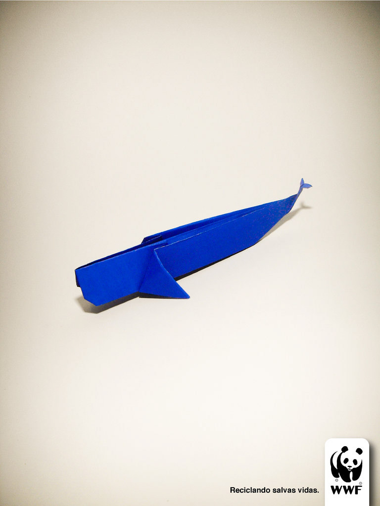 WWF ballena tortuga ave Reciclar origami 
