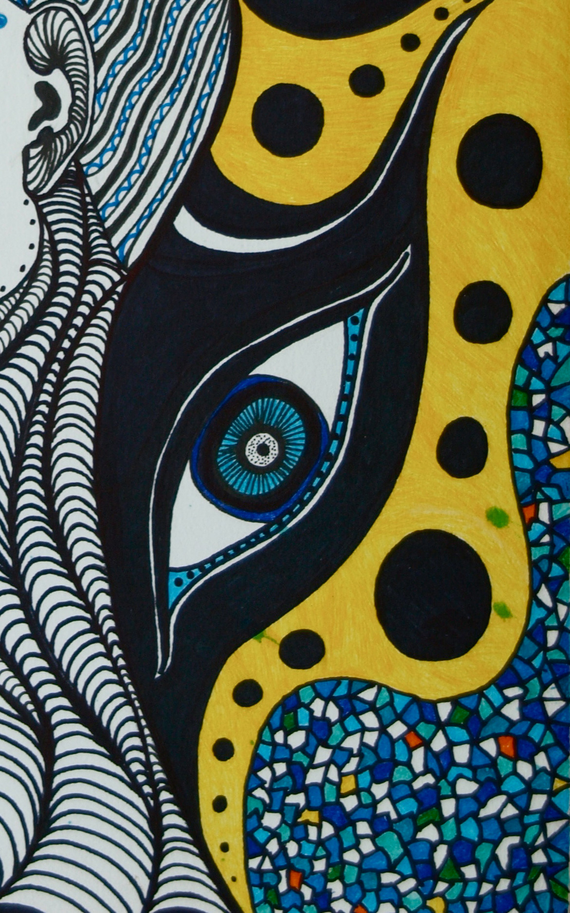 profile face  Female figure portrait doodle whimsey zentangle colors leeannalexander abstract contemporary