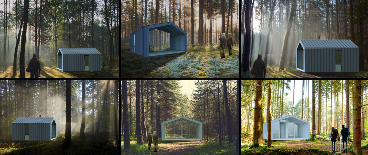 3d max Backwoods cabin Canadian woods Project the international competition visualization