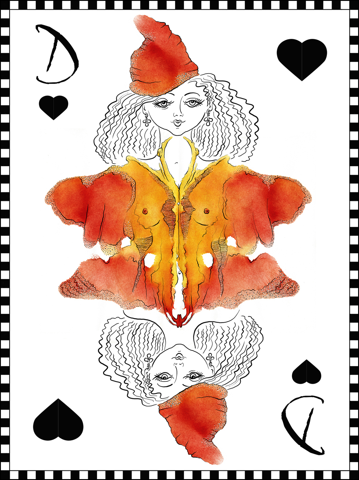 Playing Cards  watercolour illustrations  analog  digital drawings Erotic Touch imaginary