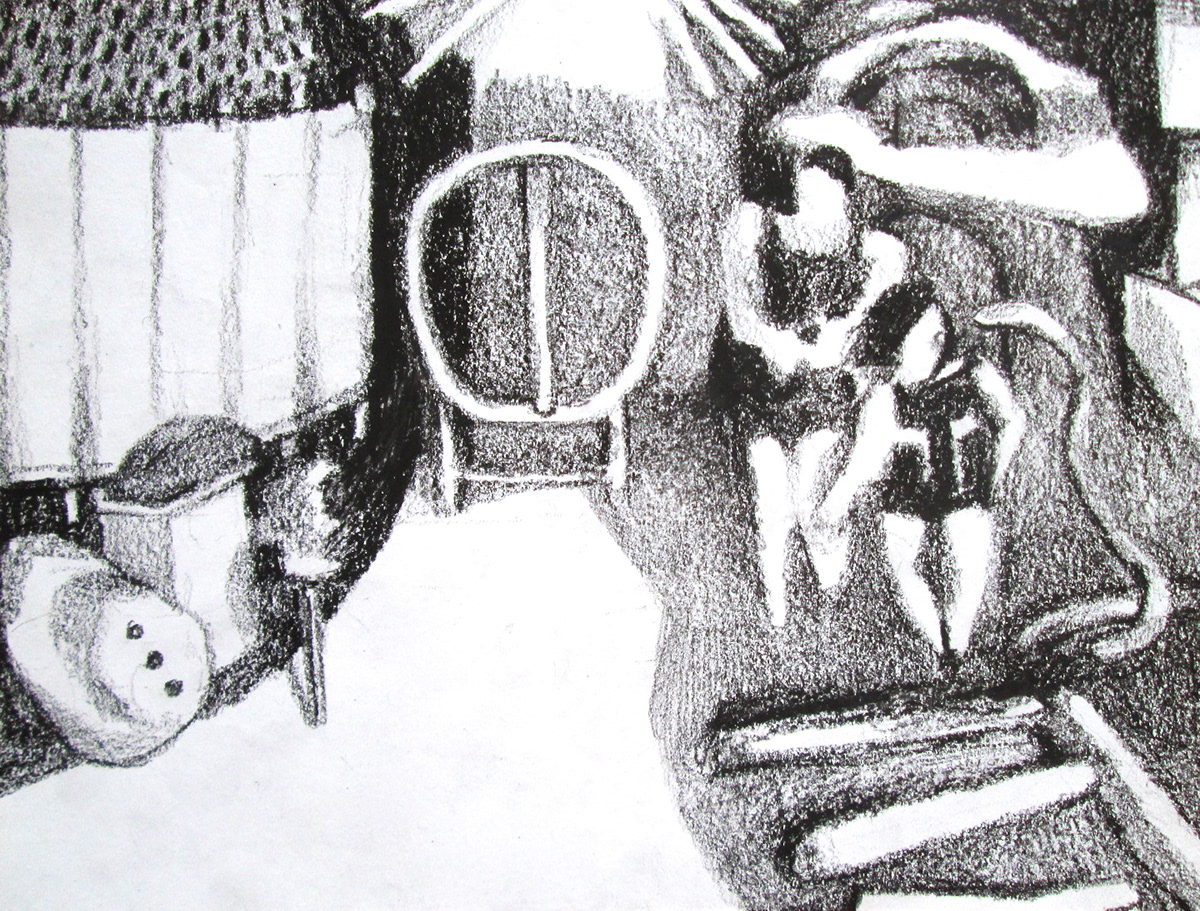 dream sequence narrative china marker imagined Landscape b&w Automatic Drawing paths and obstacles fantasy