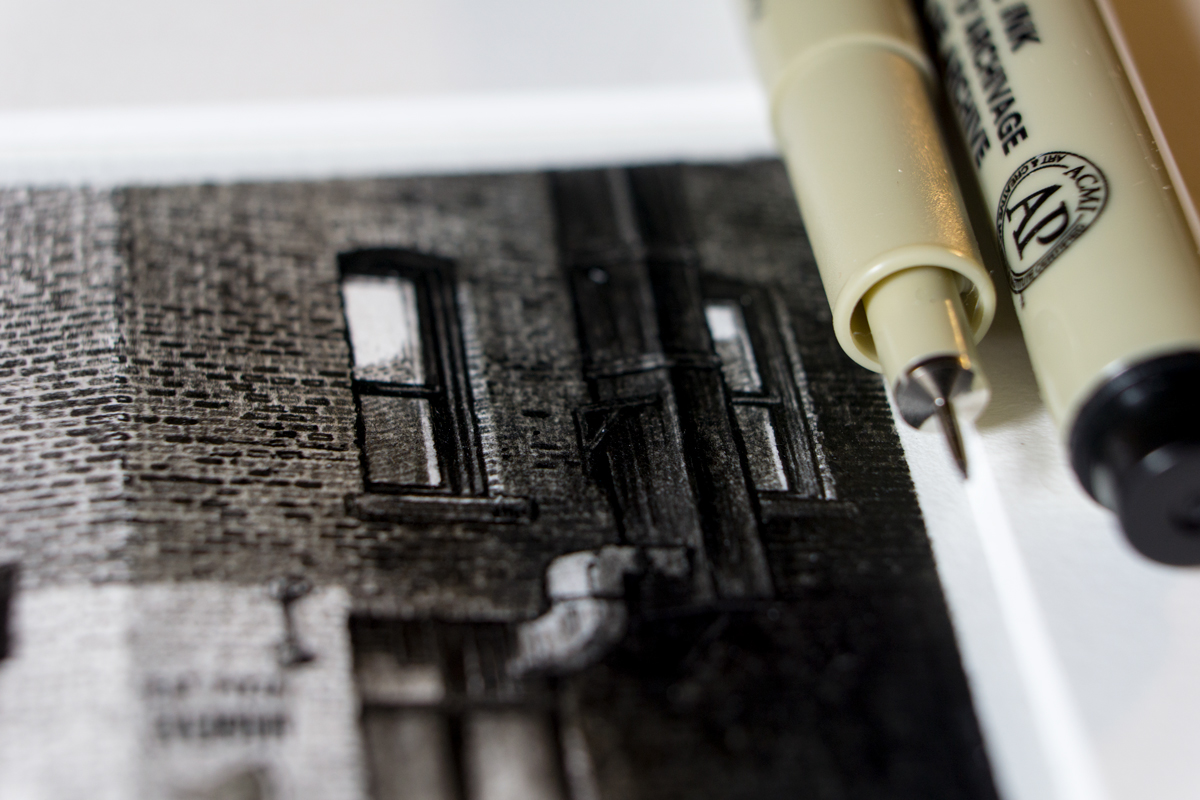 pen ink chicago cityscape architecture Perspective