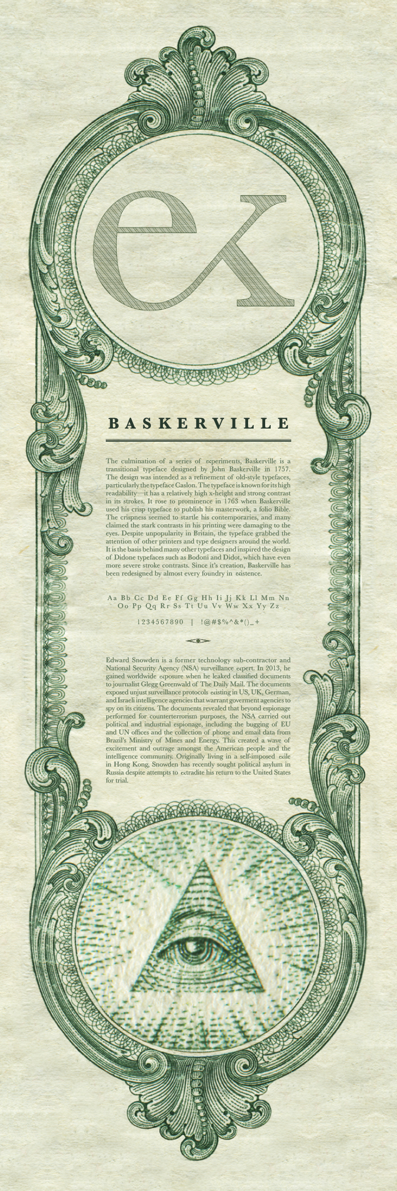 ligature prefix Ex type poster engraving green Baskerville history TypographyDesign typedesign Poster Design