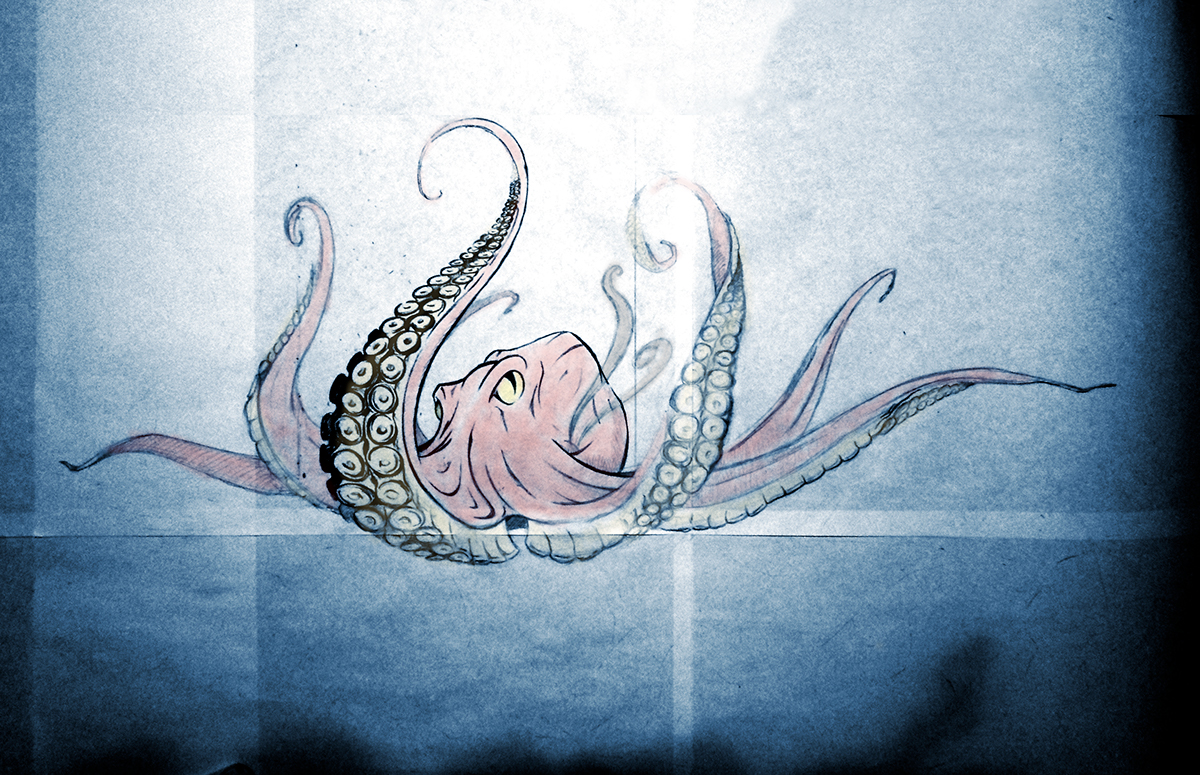 octopus Abyss Ocean depth sketch pencil