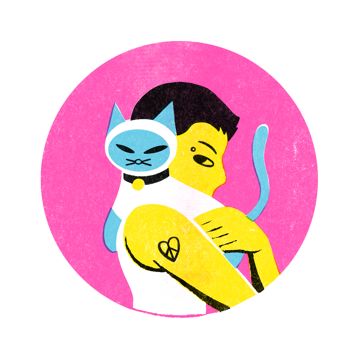badge Cat risograph graphic design  queer boy man
