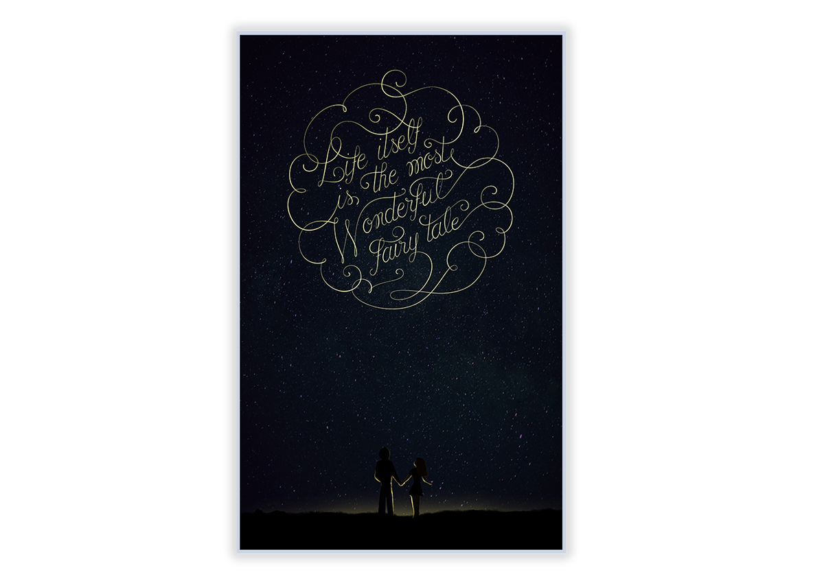 fairy tale poster lettering mountain Space dream graphic art andersen HAND LETTERING papaya