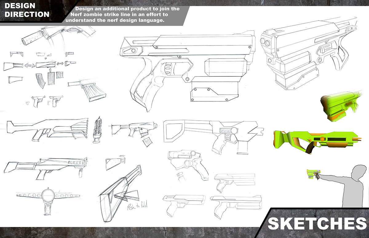nerf toys Gun launcher Shooter rendering sketches product Hasbro CCS