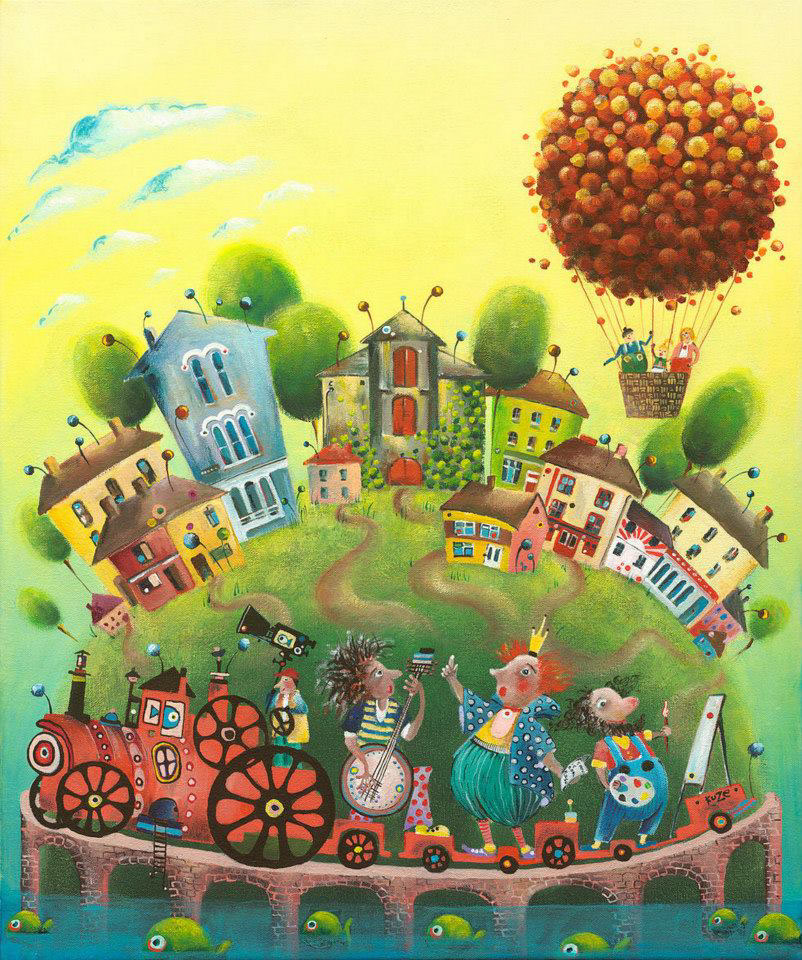 Paintings acrylis canvas Illustration Fantasy illustartion Colourful  children illustration paintings for children paintings for adults
