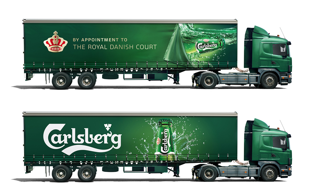 Truck lorry Vehicle Carlsberg green Boulder fridge FREEZE water bottle truck design