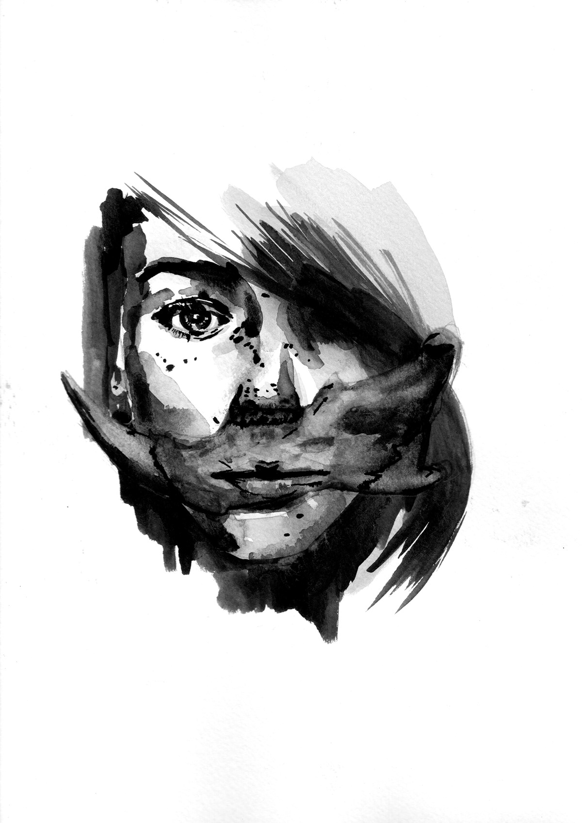 portrait watercolor black girl bone face