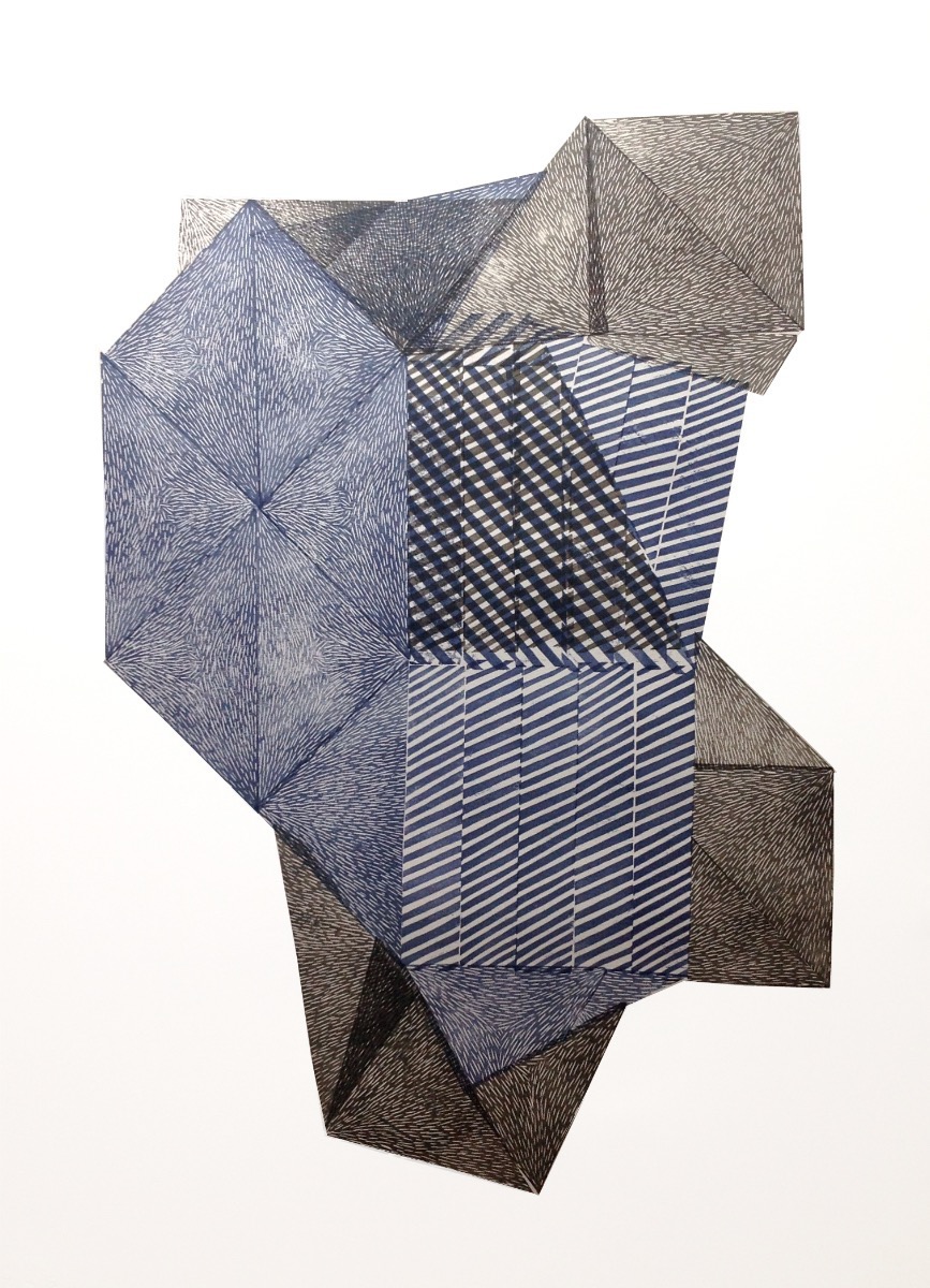 polygonal art abstract geometric monotype linocut Paulina varregn neo geo shape Form stone gem
