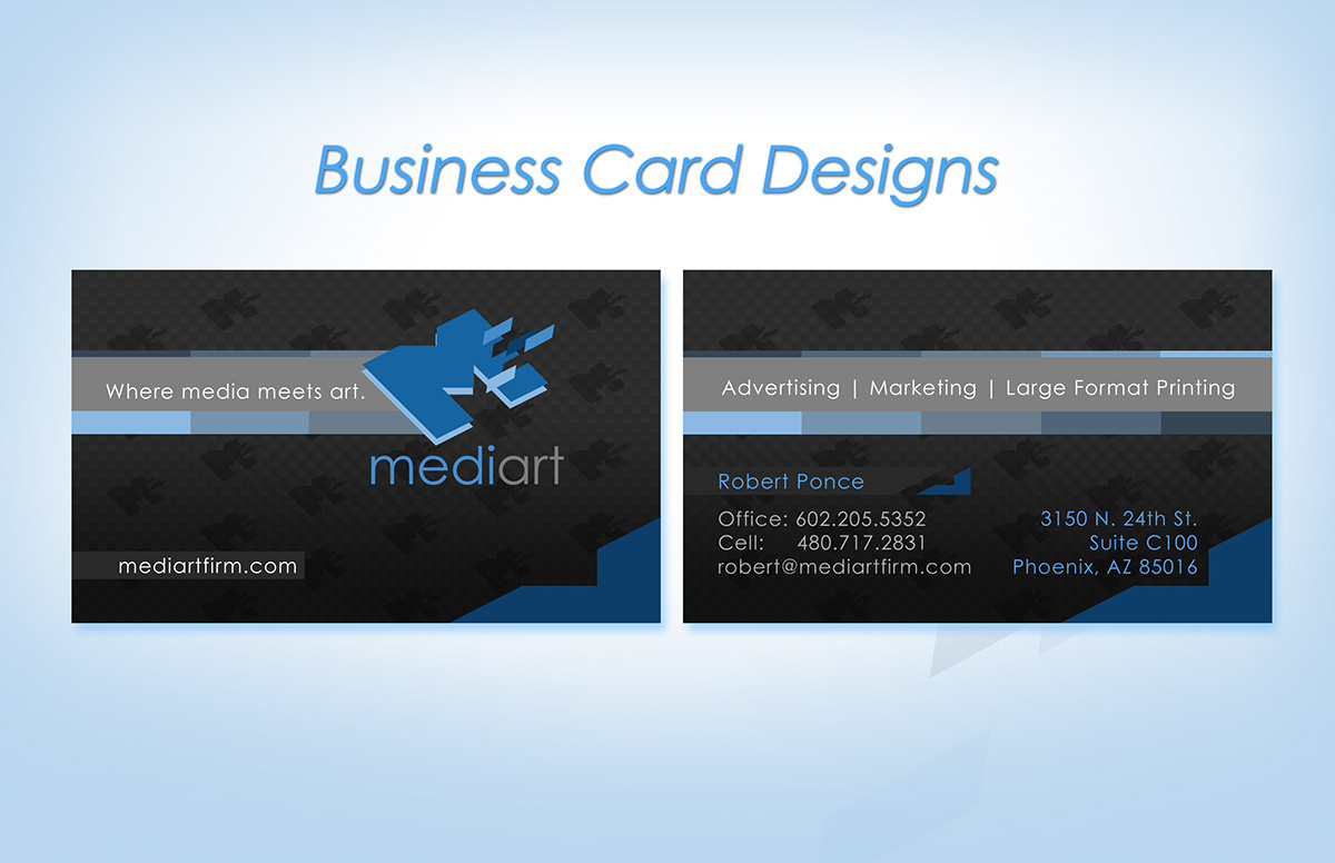 business cards mediart flyer blue digital