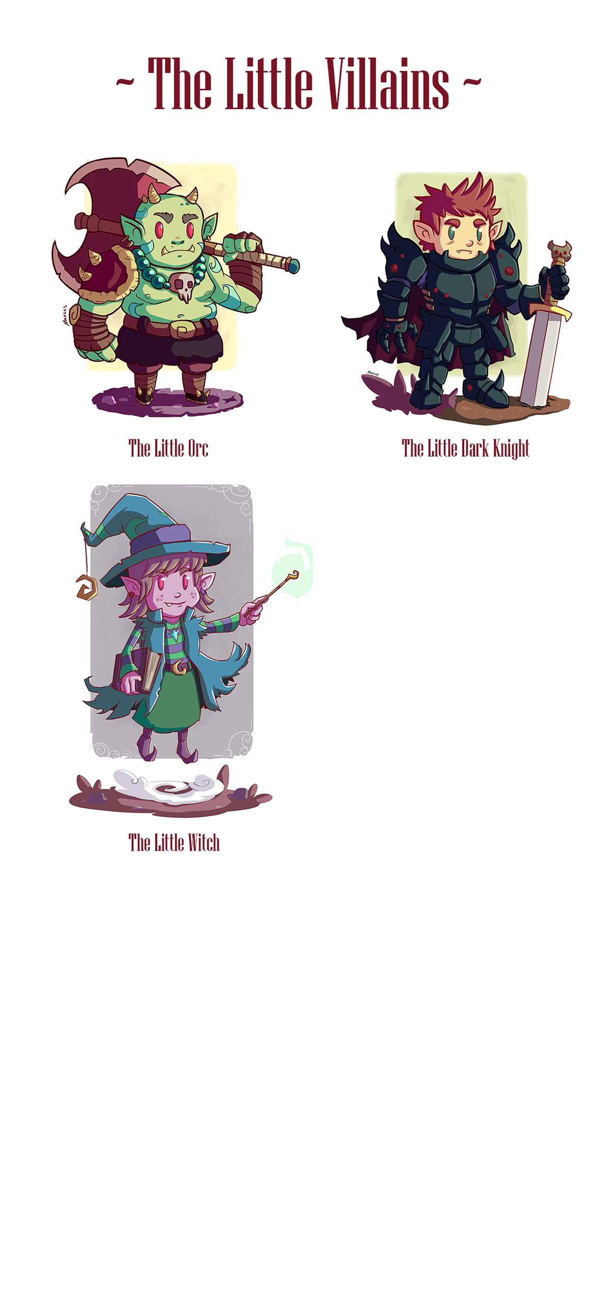 chibi little fantasy concept characterdesign knight mage archer dragon rpg