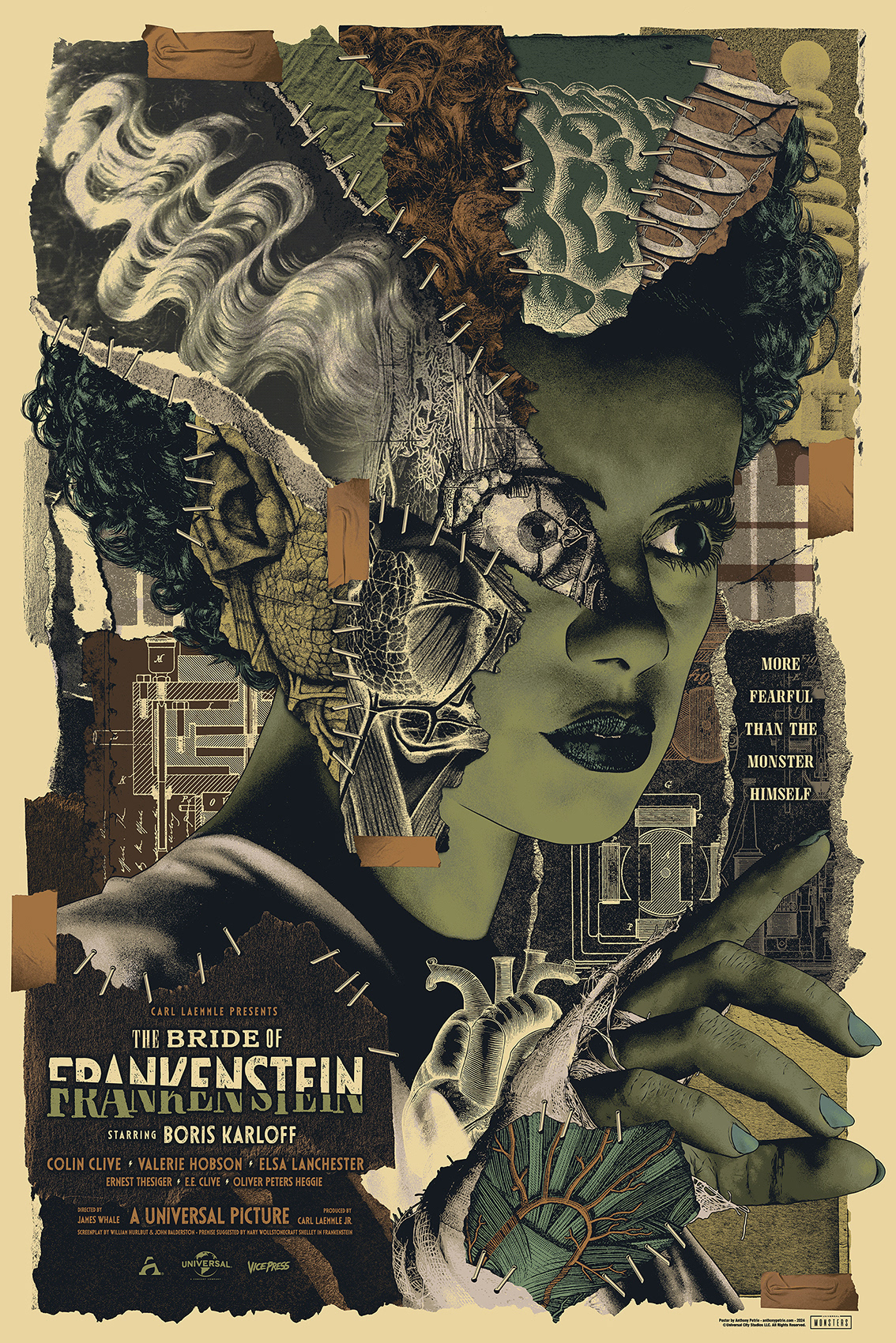 poster horror universal monsters collage frankenstein bride of frankenstein