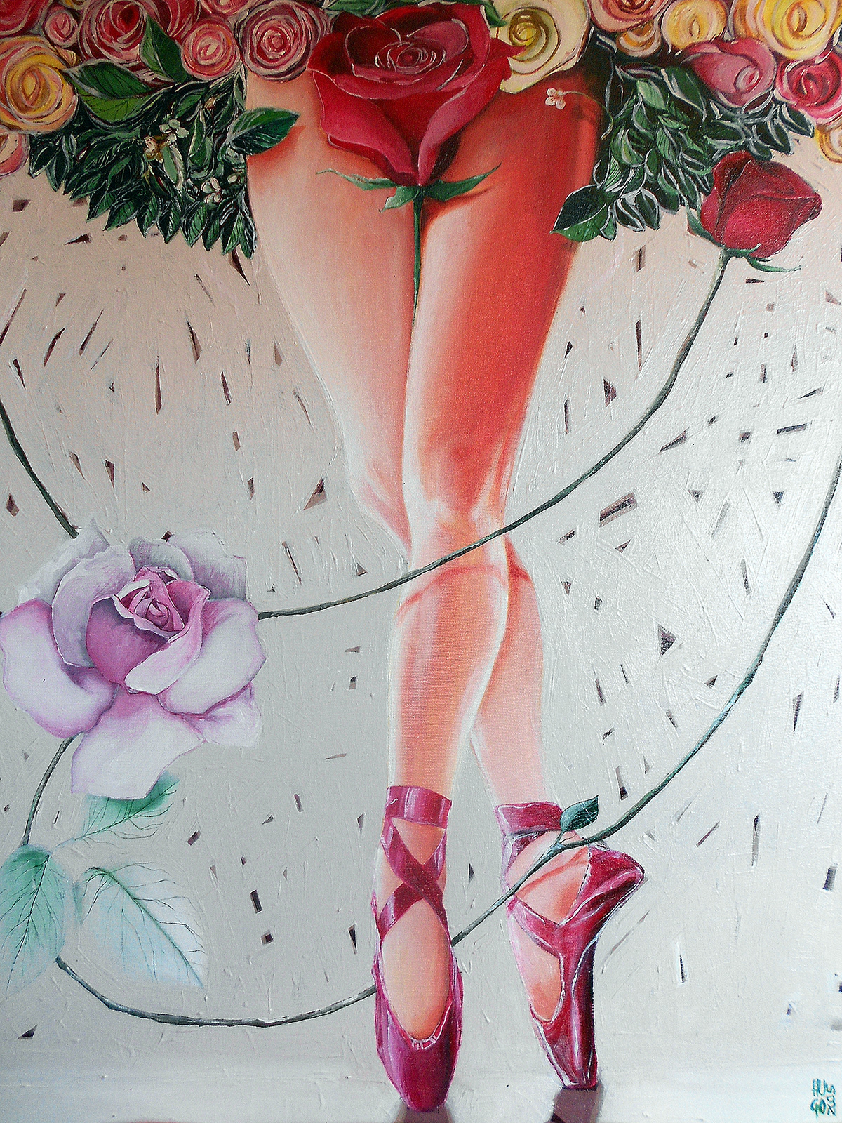 rose rosa secret ballerina ballerina secret acrilic over canvas
