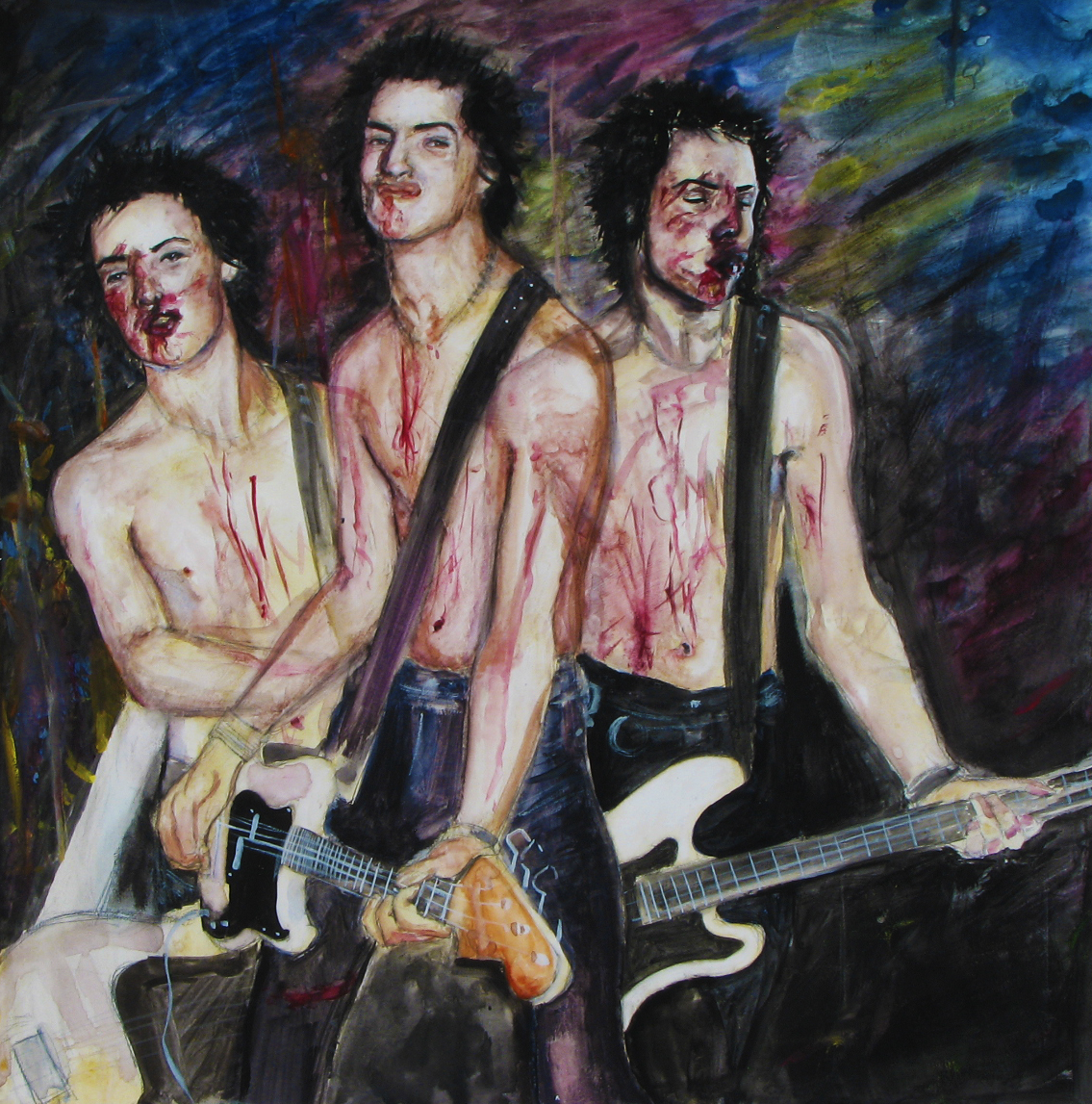 gouache illustration board Sid Vicious The Sex Pistols