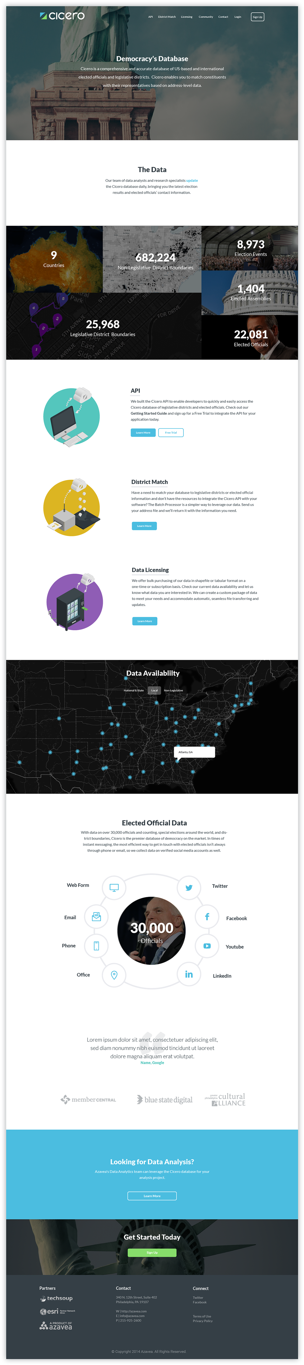 Cicero Data Responsive Website illustrations political Big Data political data api database district match data licensing political website