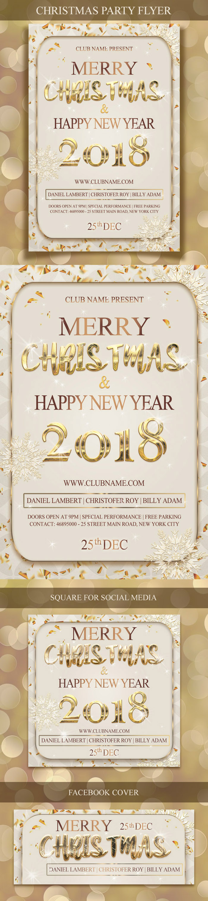 Christmas party flyer christmas eve Event christmas flyer christmas party template classy gold