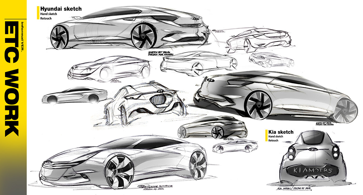 Hyundai kia car design sketch car sketch