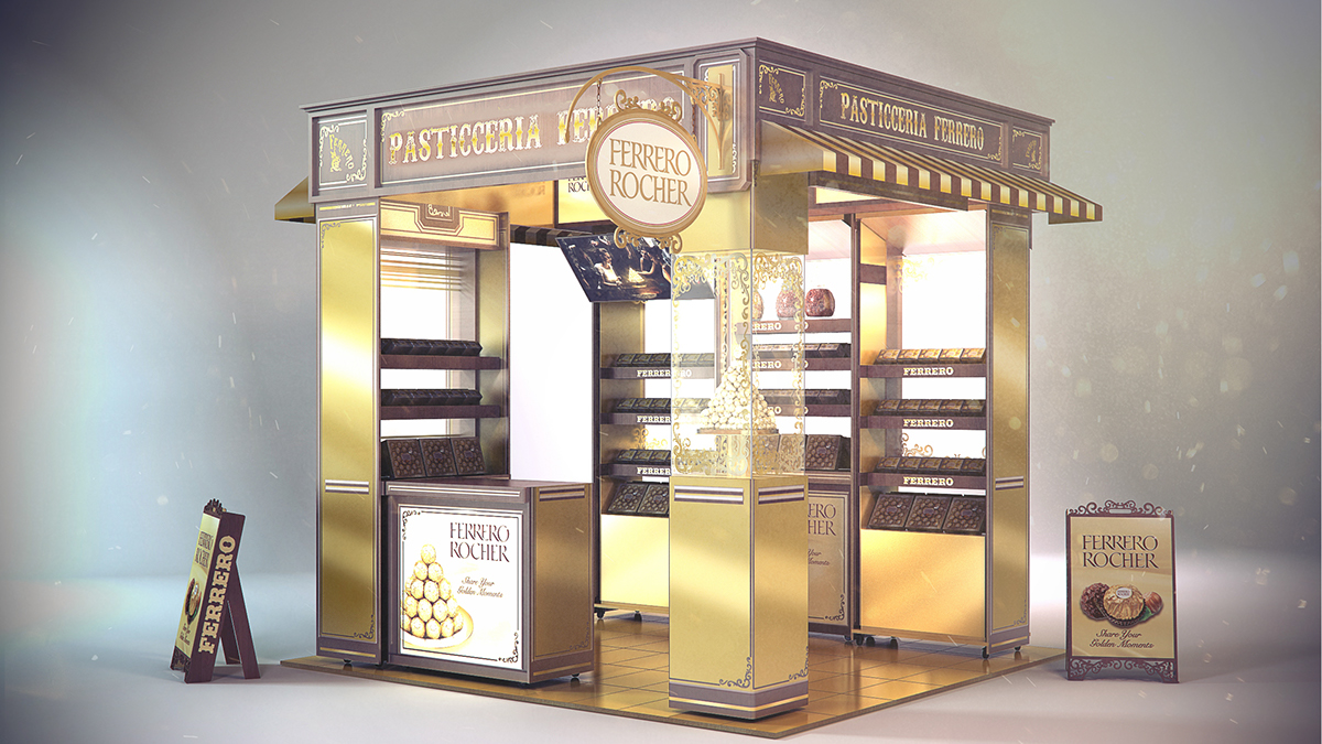 Point of Sale point of purchase stands Retail 3d render FSU counter unit
