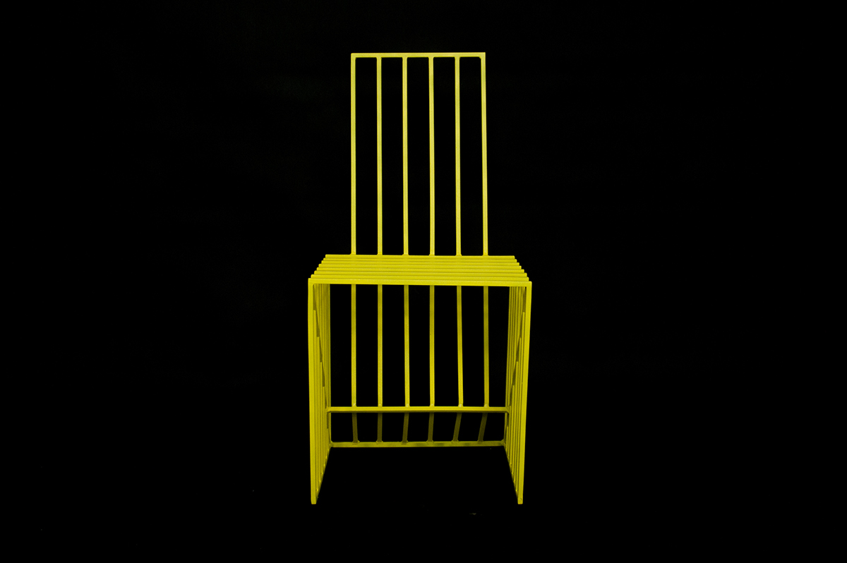 chair iron metal krzesło yellow lemon furniture mebel kamila sek