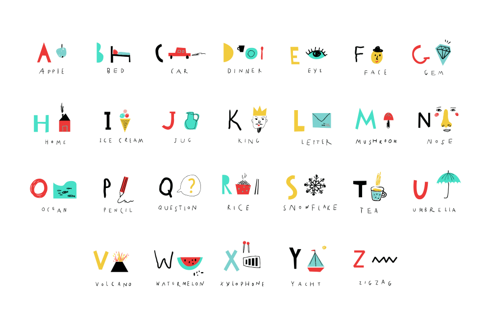 font alphabet Preschool read study vector letter kids ABC english school language Education child